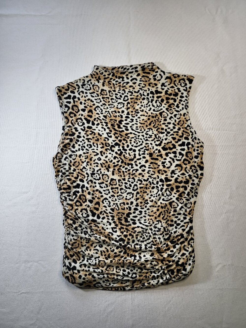 Maurices Leopard Print Mock Neck Ruched‎ Tank - Animal Print - Size L